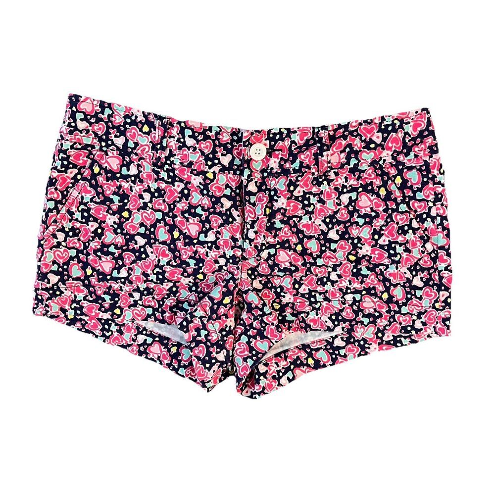 Lilly Pulitzer Women’s Jeans Shorts 2 Candy Hearts Walsh Blue Pink Low Rise